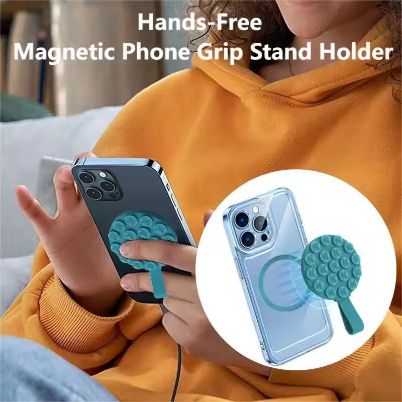 Silicone Suction Cup Phone Mount Magnetic Suction Phone Case Holder Strong Grip Hands-Free Adhesive Mirror Shower Phone Holder