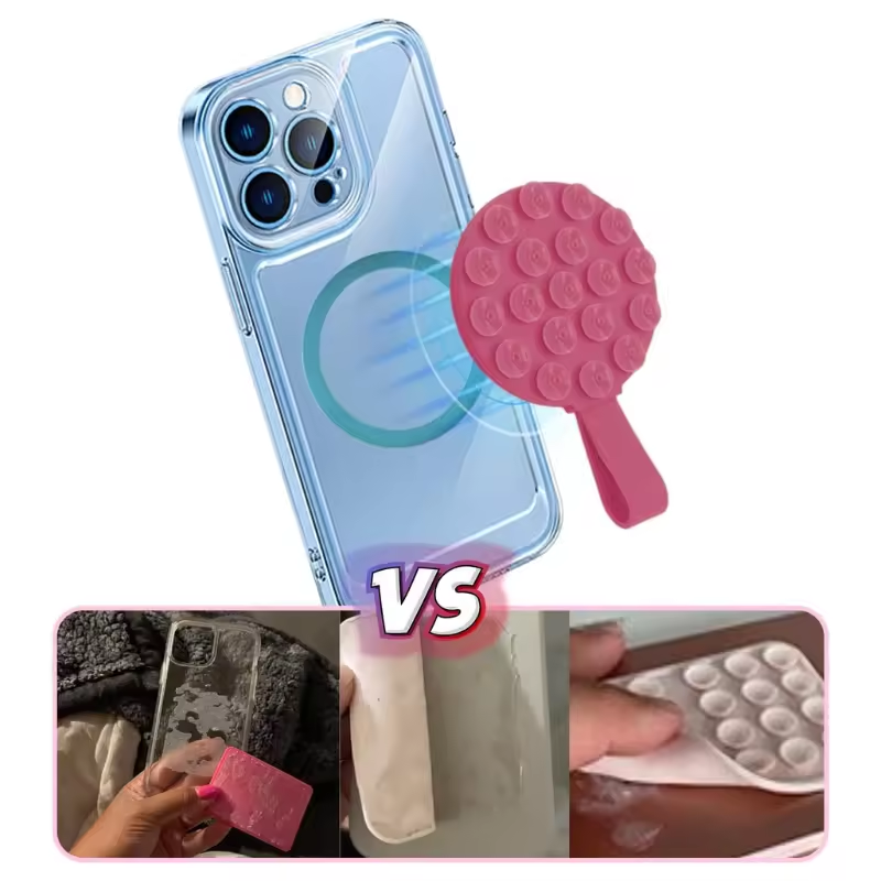 Silicone Suction Cup Phone Mount Magnetic Suction Phone Case Holder Strong Grip Hands-Free Adhesive Mirror Shower Phone Holder