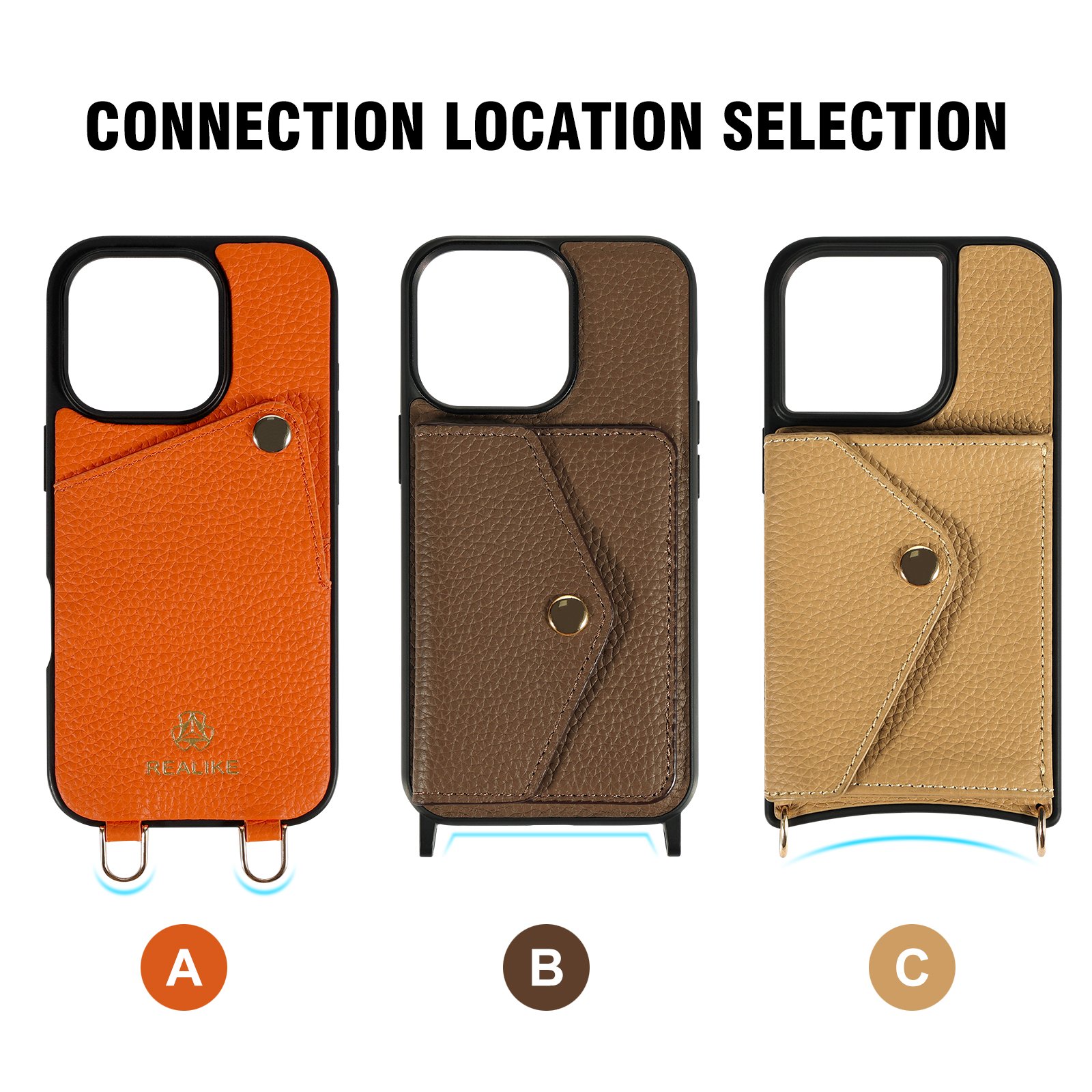 Small MOQ Customization Necklace PU Crossbody Detachable Leather Case with Card Holder Strap Wrist for iPhone 16 pro max 15 pro