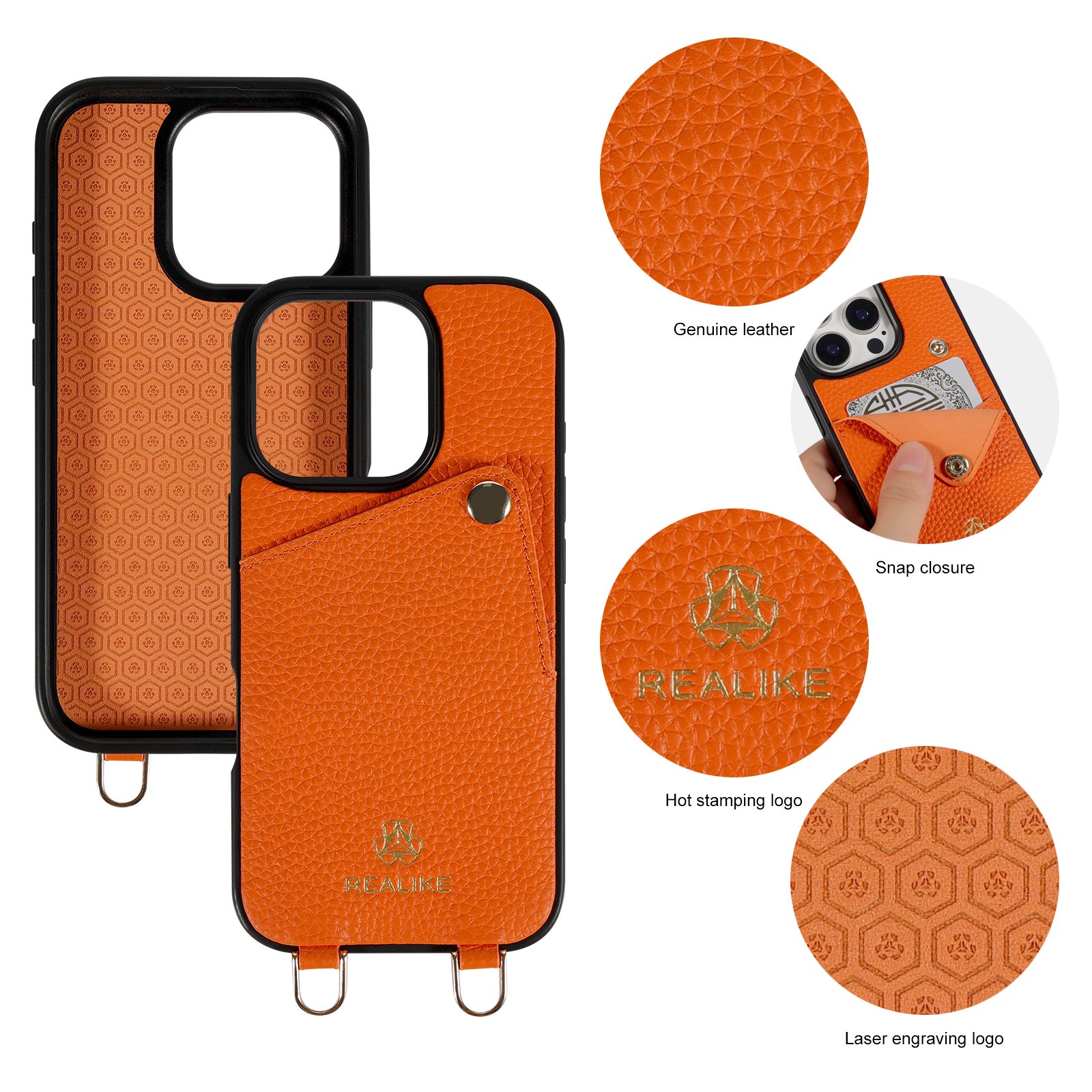 Small MOQ Customization Necklace PU Crossbody Detachable Leather Case with Card Holder Strap Wrist for iPhone 16 pro max 15 pro