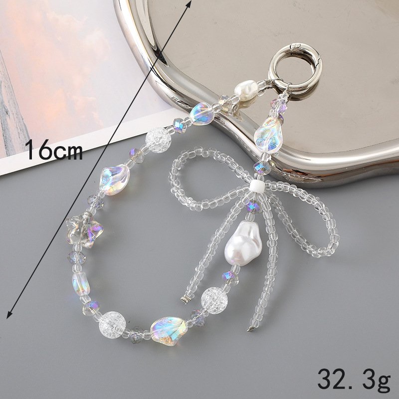 New heart charm Butterfly bow cell phone strap charm keychain cute for hanging mobile lanyard phone key chain Accessories