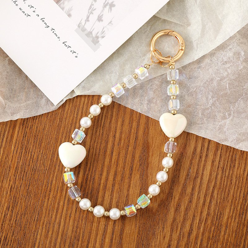 New heart charm Butterfly bow cell phone strap charm keychain cute for hanging mobile lanyard phone key chain Accessories