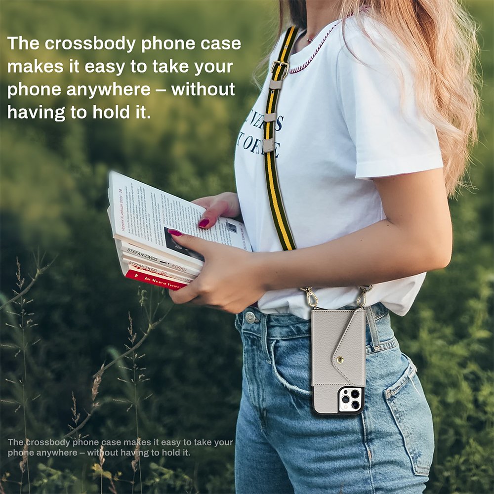 High Quality Leather mobile Crossbody Cell phone Case Bag with Strap For iPhone 14 pro max