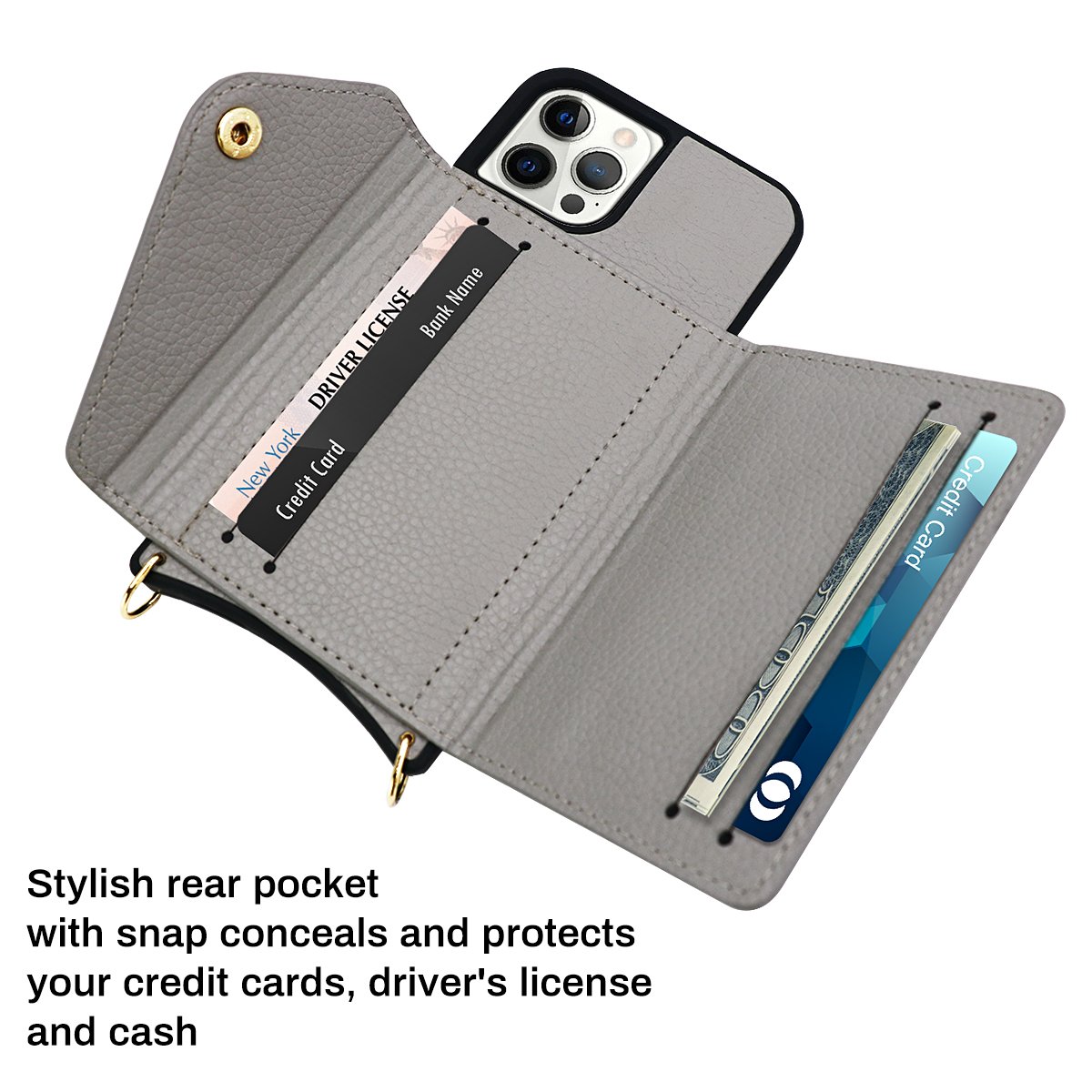 High Quality Leather mobile Crossbody Cell phone Case Bag with Strap For iPhone 14 pro max
