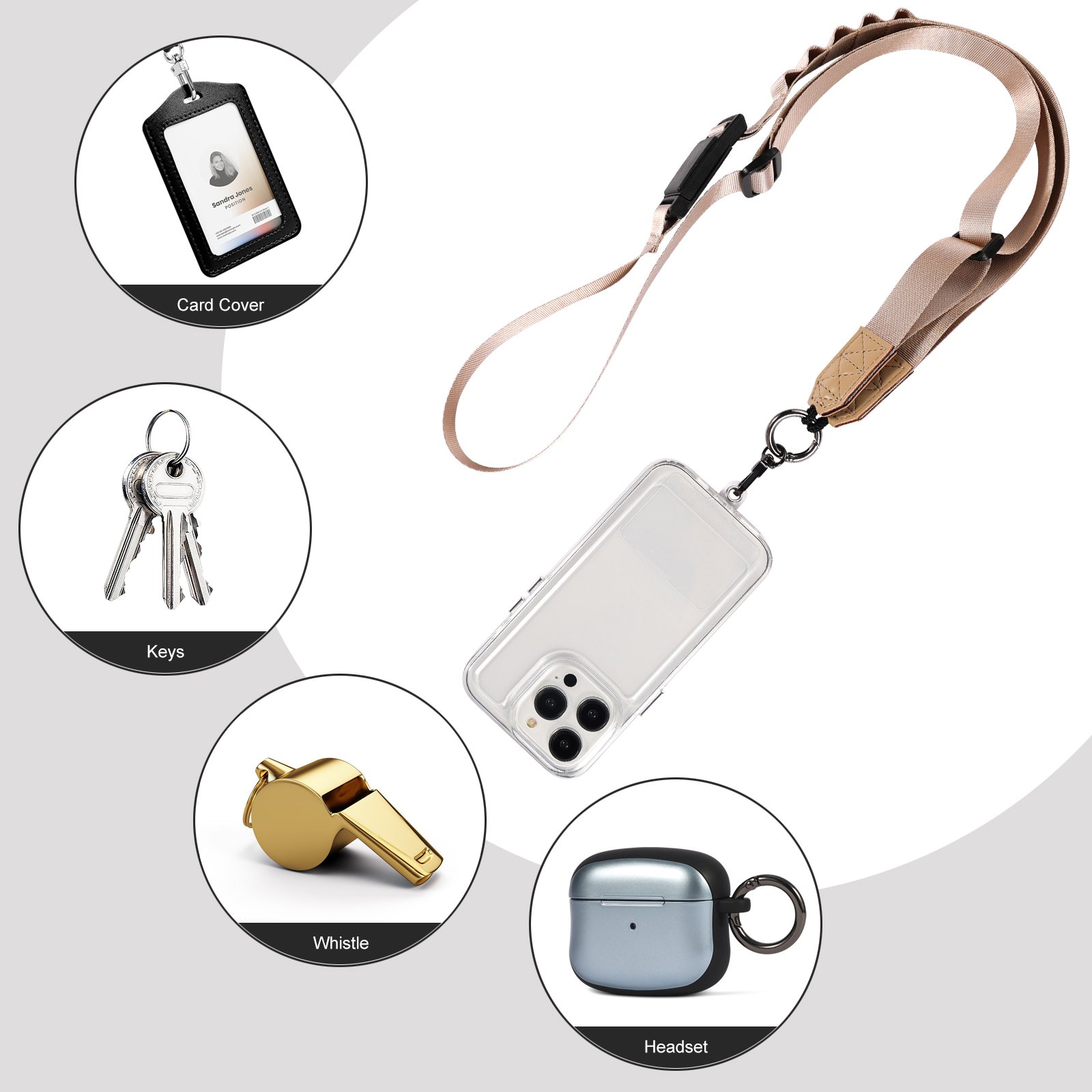 Multifunctional Nylon Lanyard Crossbody Mobile Phone Lanyard Strap Charm Hanging Necklace Can Carry Lanyard With Connector Patch