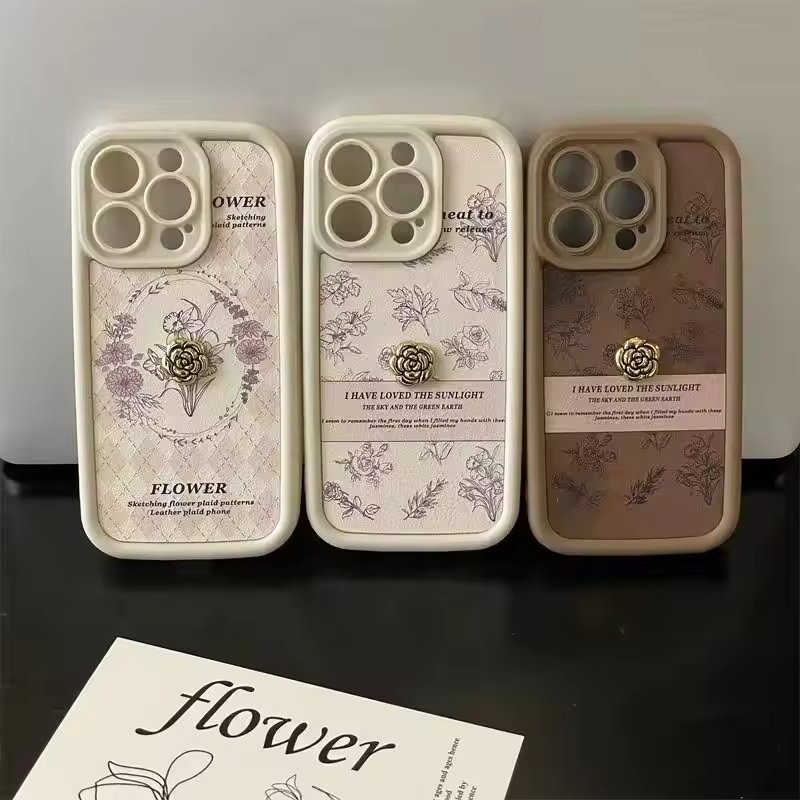 Luxury Design 3D Line Flowers Candy Color Phone Case Fashion Leather Frosted Shockproof Cover for Iphone 15 Pro Max 14 13 12 11