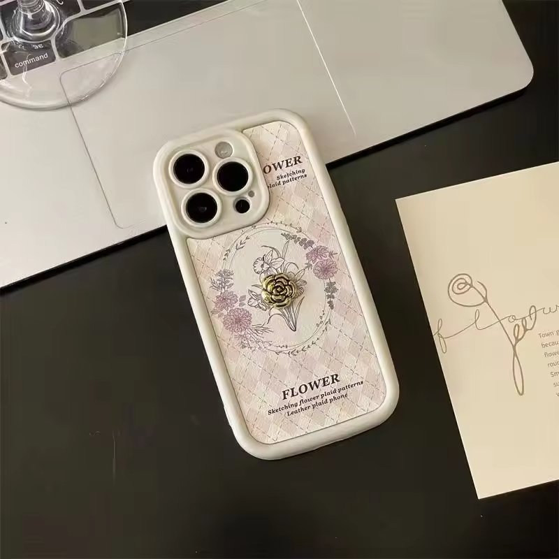 Luxury Design 3D Line Flowers Candy Color Phone Case Fashion Leather Frosted Shockproof Cover for Iphone 15 Pro Max 14 13 12 11
