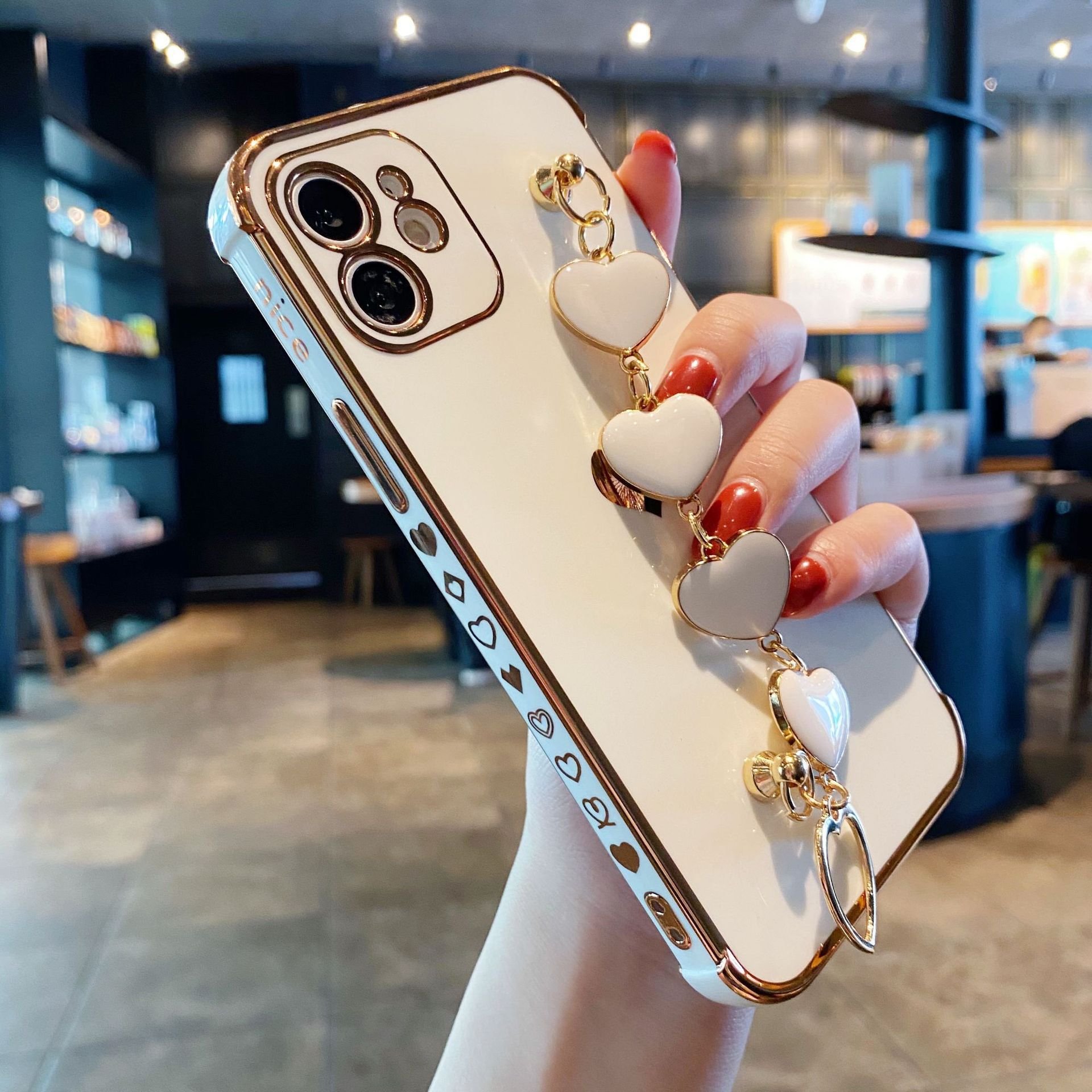 gold electroplating soft mobile phone cover case for iphone 15 14 13 12 11 heart design back cover for ladies