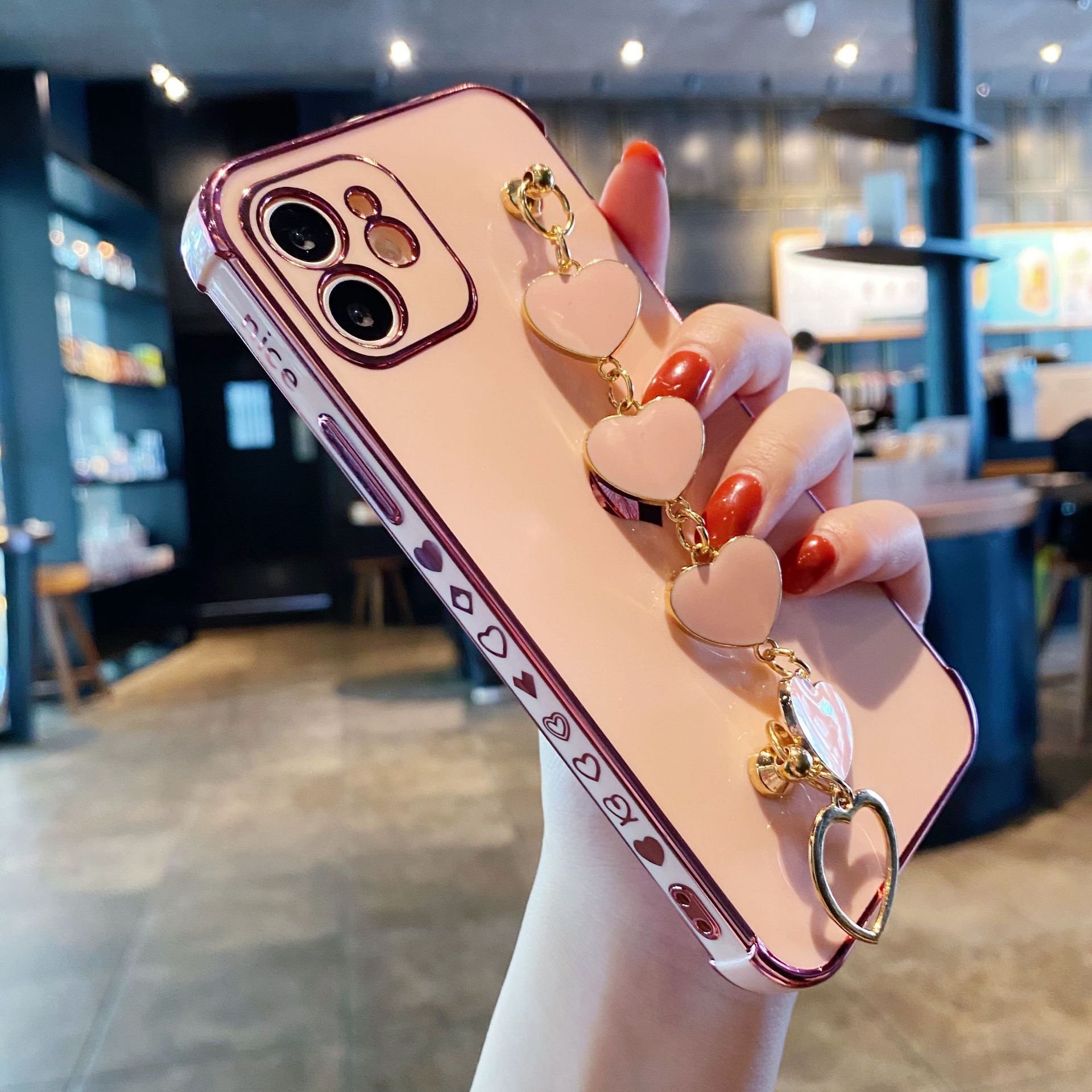gold electroplating soft mobile phone cover case for iphone 15 14 13 12 11 heart design back cover for ladies