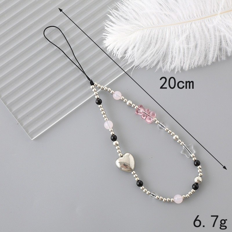 Beaded Pearl Crystal Acrylic Phone Charms Pendant for Purse Backpack Handbag Phonecases Chains Car key Strap Lanyard