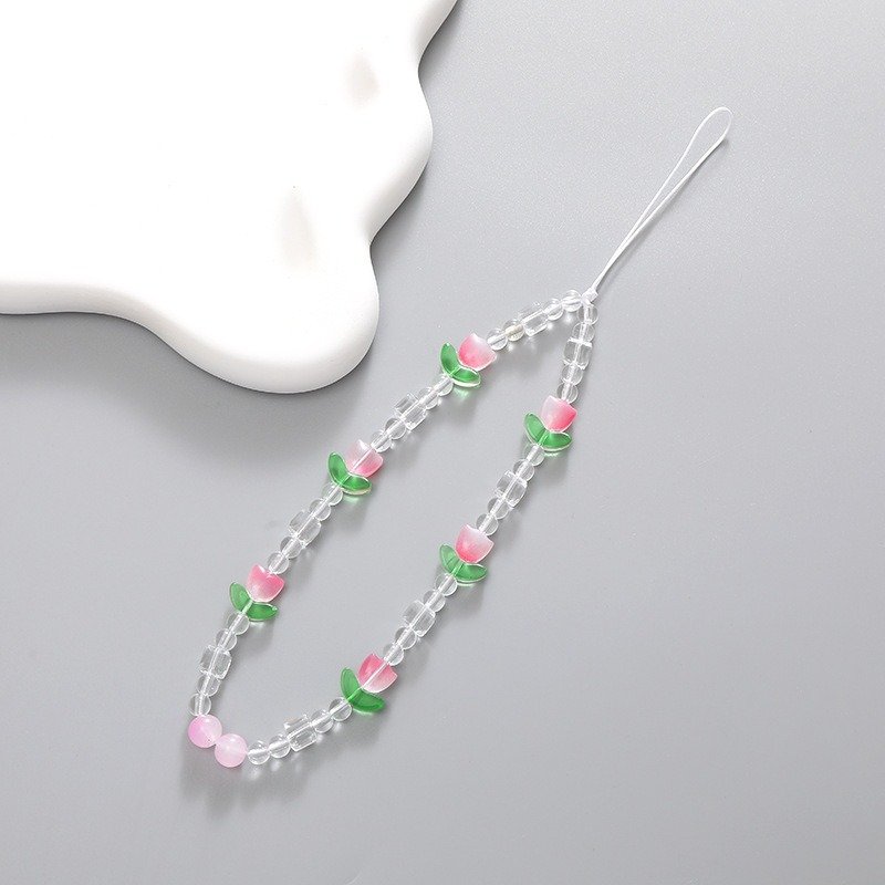 Beaded Pearl Crystal Acrylic Phone Charms Pendant for Purse Backpack Handbag Phonecases Chains Car key Strap Lanyard