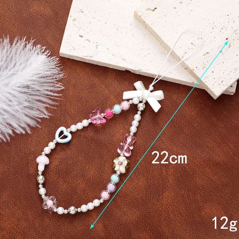 Beaded Pearl Crystal Acrylic Phone Charms Pendant for Purse Backpack Handbag Phonecases Chains Car key Strap Lanyard