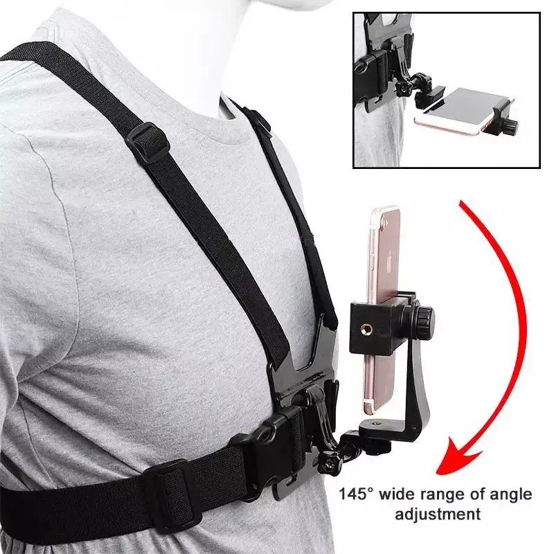 Chest With Fixed Mobile Phone Chest Mount Harness Strap Holder Cell Phone Clip Action Camera Pov For Iphone Samsung Smartphone