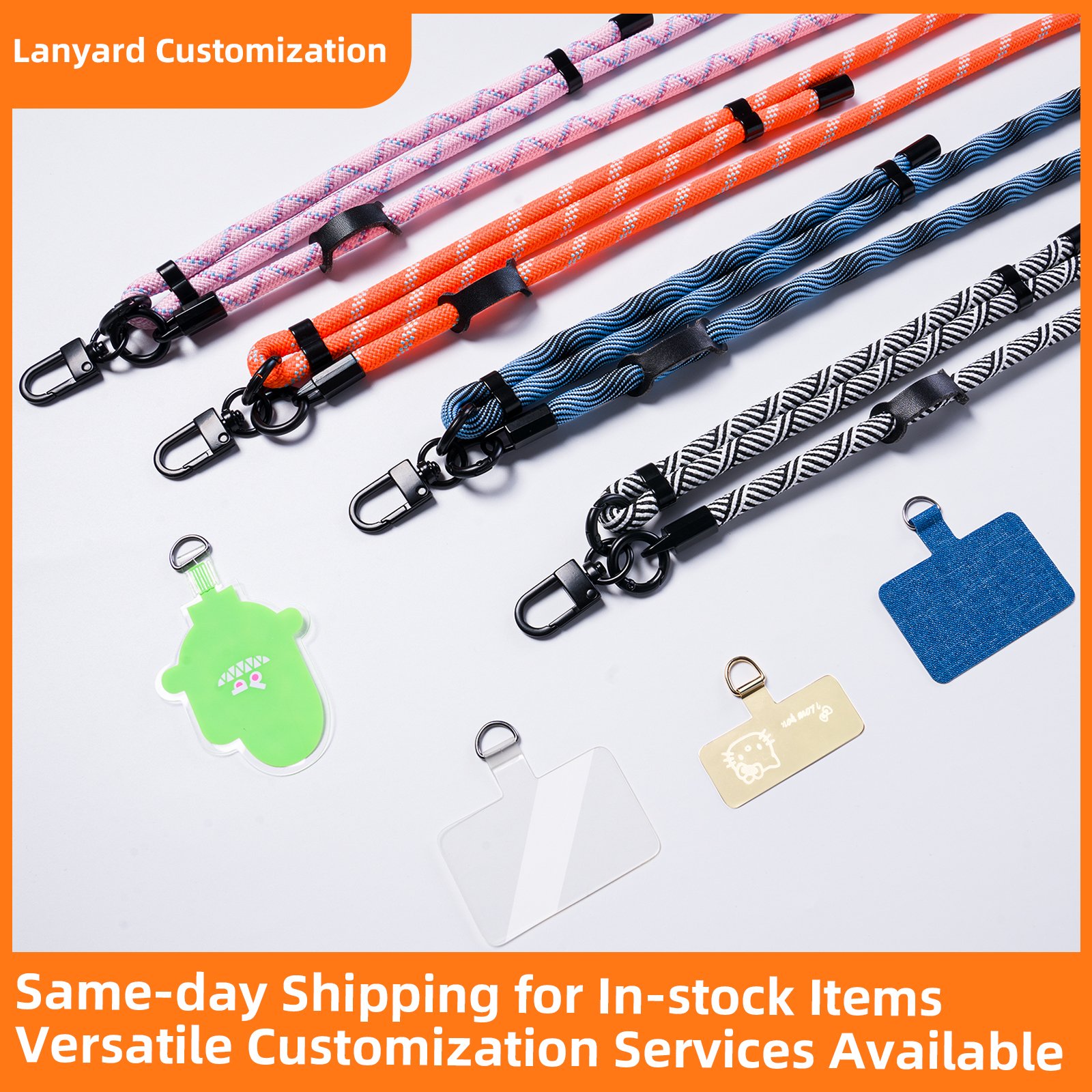 Custom Universal Nylon Crossbody Cellphone Strap with Hanging Rope Logo Customizable Mobile Phone Lanyard