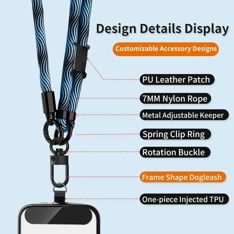 Custom Universal Nylon Crossbody Cellphone Strap with Hanging Rope Logo Customizable Mobile Phone Lanyard
