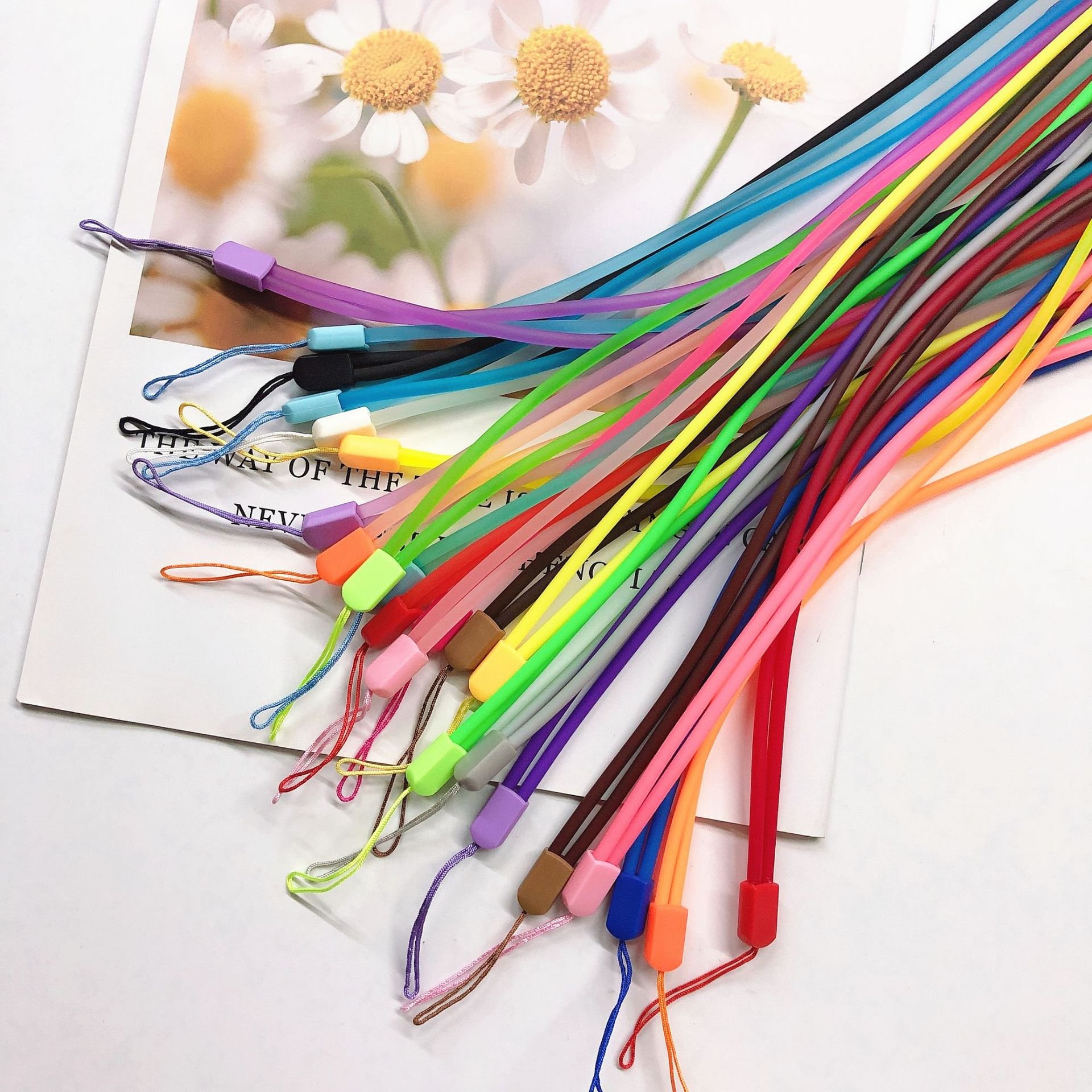 PVC Jelly round mobile phone lanyard mobile phone case silicone solid color luminous glue rope ID badge work card key lanyard
