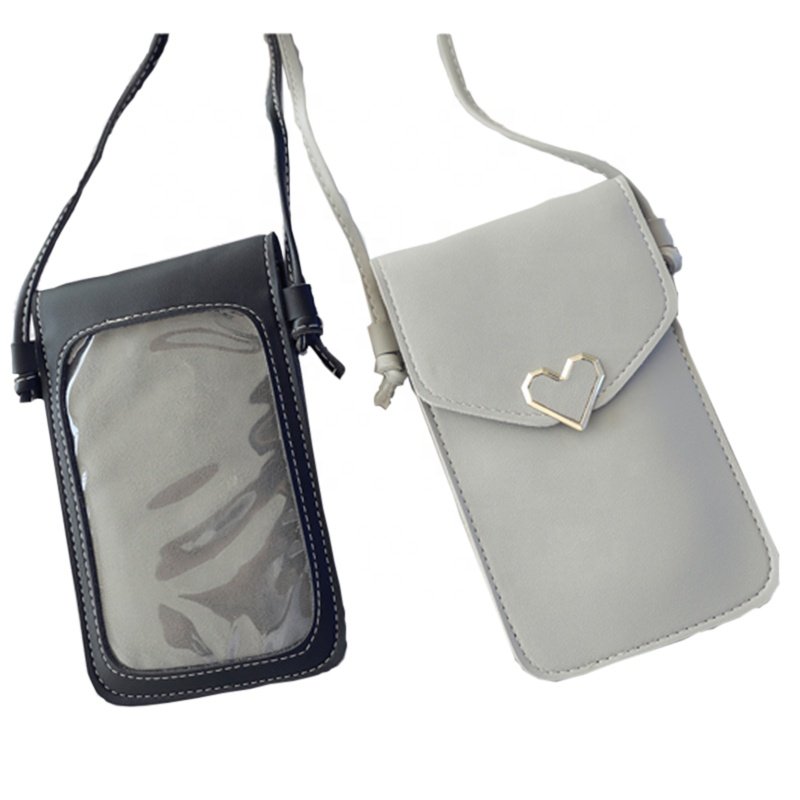 Wholesale ladies single shoulder bag mobile phone case pu leather wallet with string