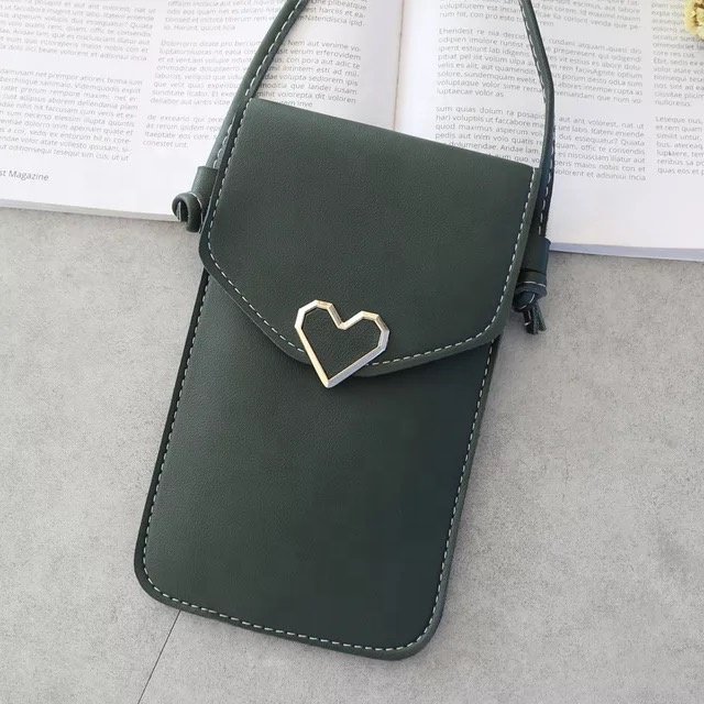 Wholesale ladies single shoulder bag mobile phone case pu leather wallet with string
