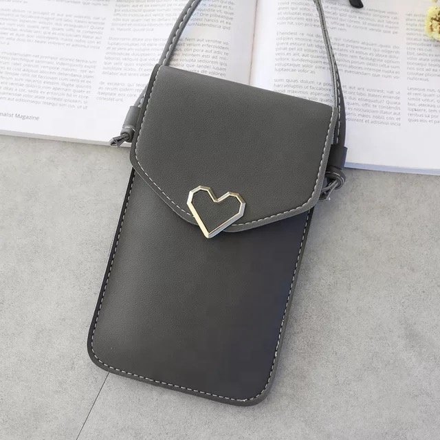 Wholesale ladies single shoulder bag mobile phone case pu leather wallet with string