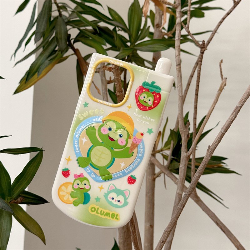 Cartoon Phone Cases with Mirror Holder Stand Pendant for iPhone16 15 11 12 13 14 pro max Soft TPU Kawaii Cellphone Covers