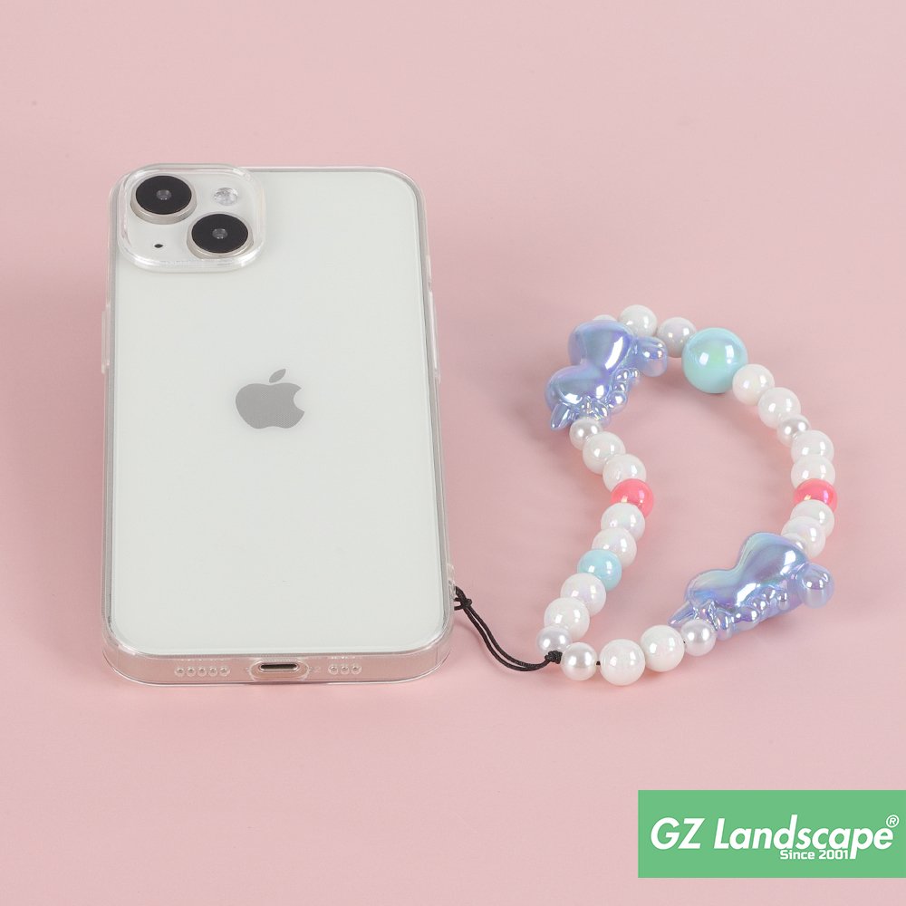 Custom electroplated crack pearl bead chain strap funny crab unicorn decoration pendent cute marine ocean cell phone charm