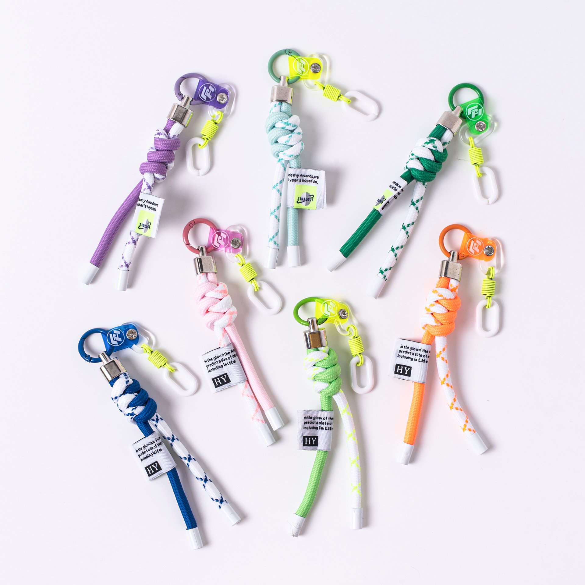 Fashion Fluorescent Color Mobile Phone Straps Mesh Lanyard Keycord Hanging Bag Wallet Pendant Short Rope Key Chains