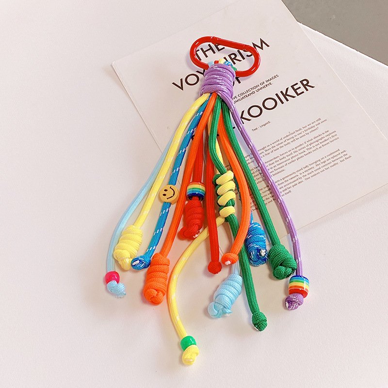 Colored Round Rope keychain Short Woven Mobile Phone Lanyard Round Rope Key LanyardLanyards Factory Supply