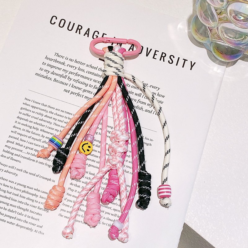 Colored Round Rope keychain Short Woven Mobile Phone Lanyard Round Rope Key LanyardLanyards Factory Supply