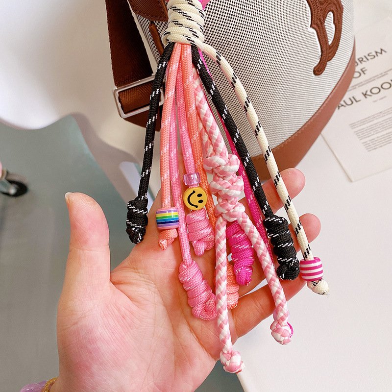 Colored Round Rope keychain Short Woven Mobile Phone Lanyard Round Rope Key LanyardLanyards Factory Supply