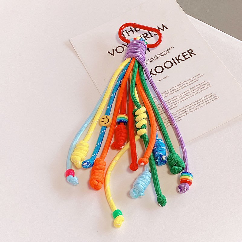 Colored Round Rope keychain Short Woven Mobile Phone Lanyard Round Rope Key LanyardLanyards Factory Supply