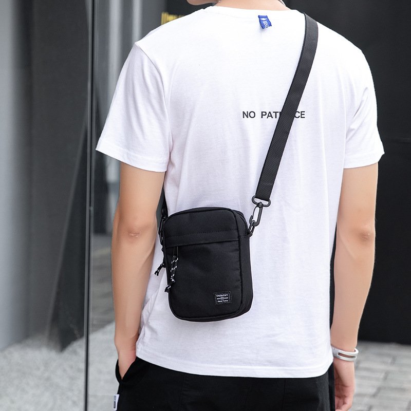 Customized Logo Men Single Strap Shoulder Bag Mini Small Mobile Phone Crossbody Pouch Canvas