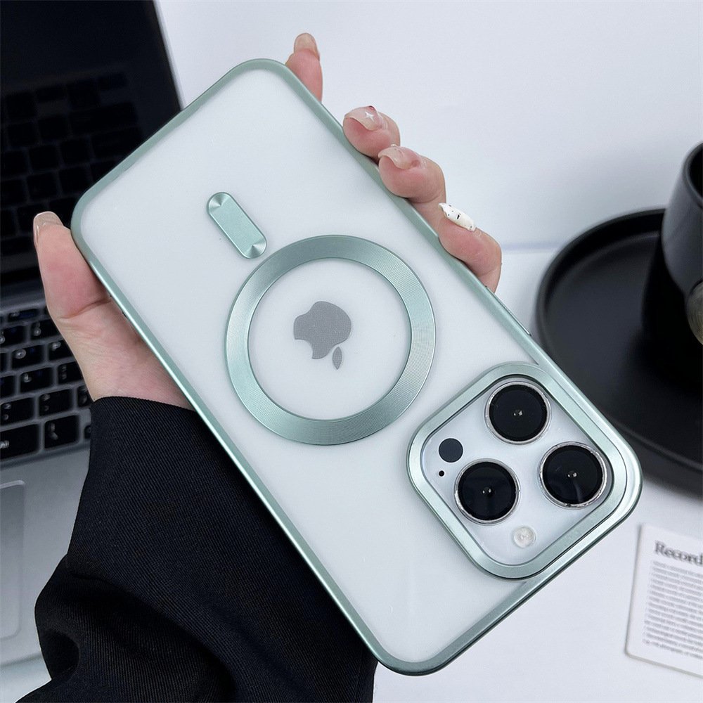 Hot selling Frosted Magnetic Large Hole Phone Case Electroplated Transparent Anti Drop Protective For iPhone16 15 14Promax Cover