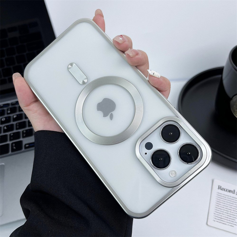 Hot selling Frosted Magnetic Large Hole Phone Case Electroplated Transparent Anti Drop Protective For iPhone16 15 14Promax Cover