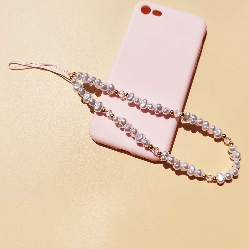 New Fashion Alien Imitation Pearl Mobile Phone Lanyard Cute Handmade Crystal Beads Phone Strap
