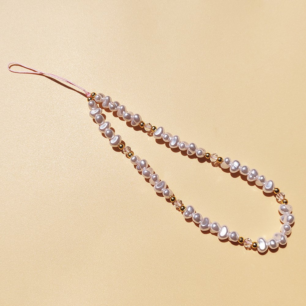 New Fashion Alien Imitation Pearl Mobile Phone Lanyard Cute Handmade Crystal Beads Phone Strap