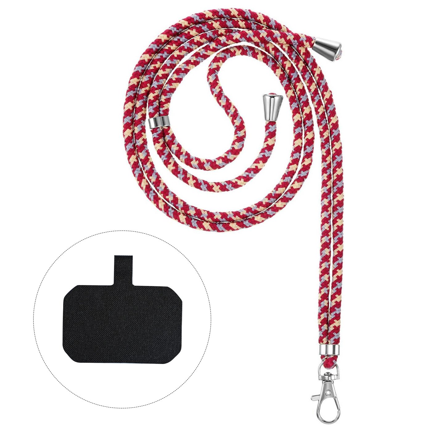 Universal Phone Lanyard Adjustable Neck Strap Nylon Back Strap with PVC Connector Pad Matches All Smartphones