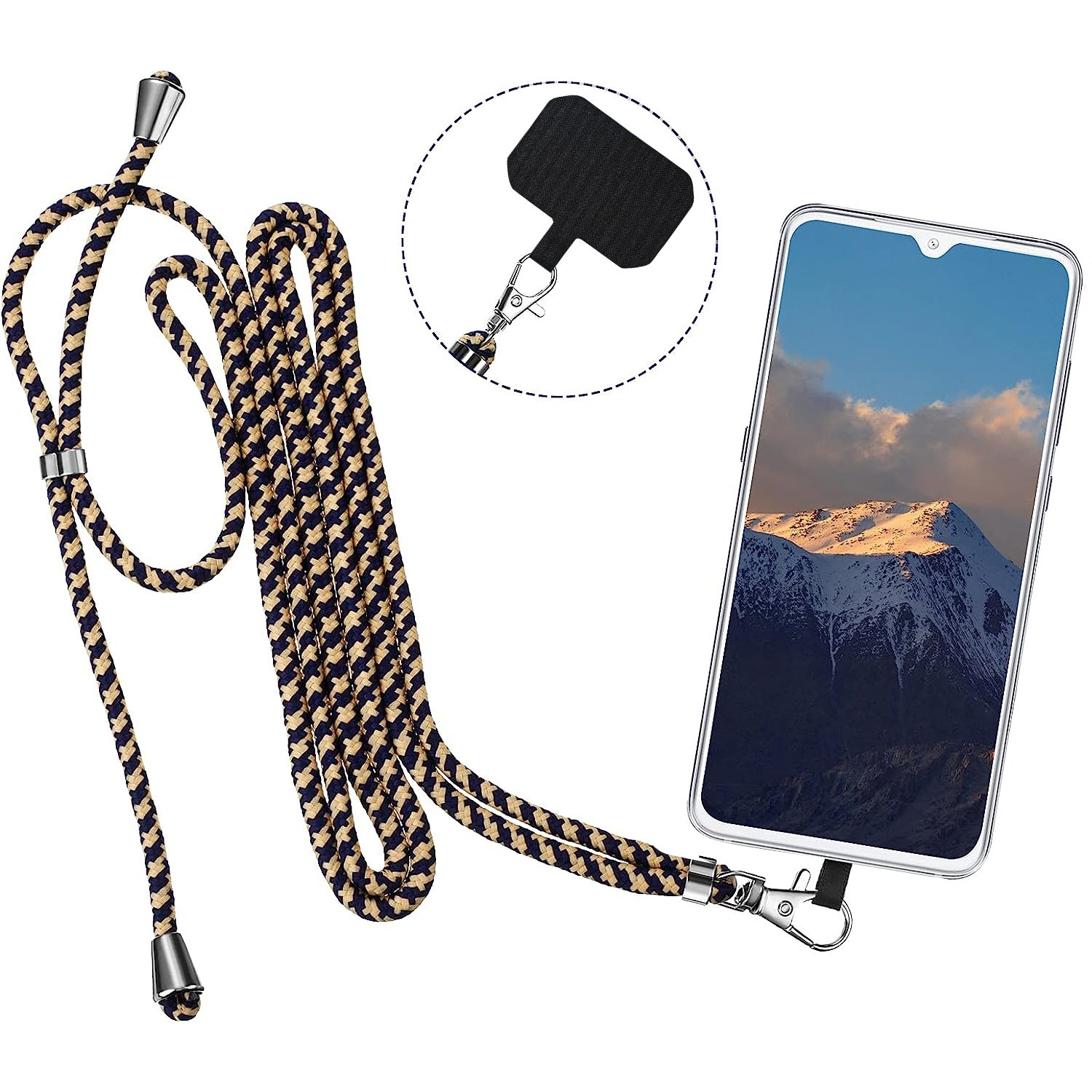 Universal Phone Lanyard Adjustable Neck Strap Nylon Back Strap with PVC Connector Pad Matches All Smartphones