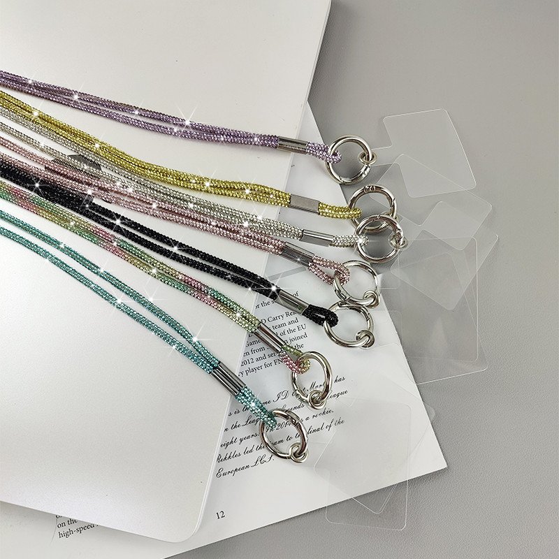 New Luxury Rhinestone Mobile Phone Lanyard Diamond-inlaid Diagonal Span Mobile Phone Case Anti-Loss Hanging Ornaments Pendant