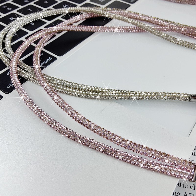 New Luxury Rhinestone Mobile Phone Lanyard Diamond-inlaid Diagonal Span Mobile Phone Case Anti-Loss Hanging Ornaments Pendant
