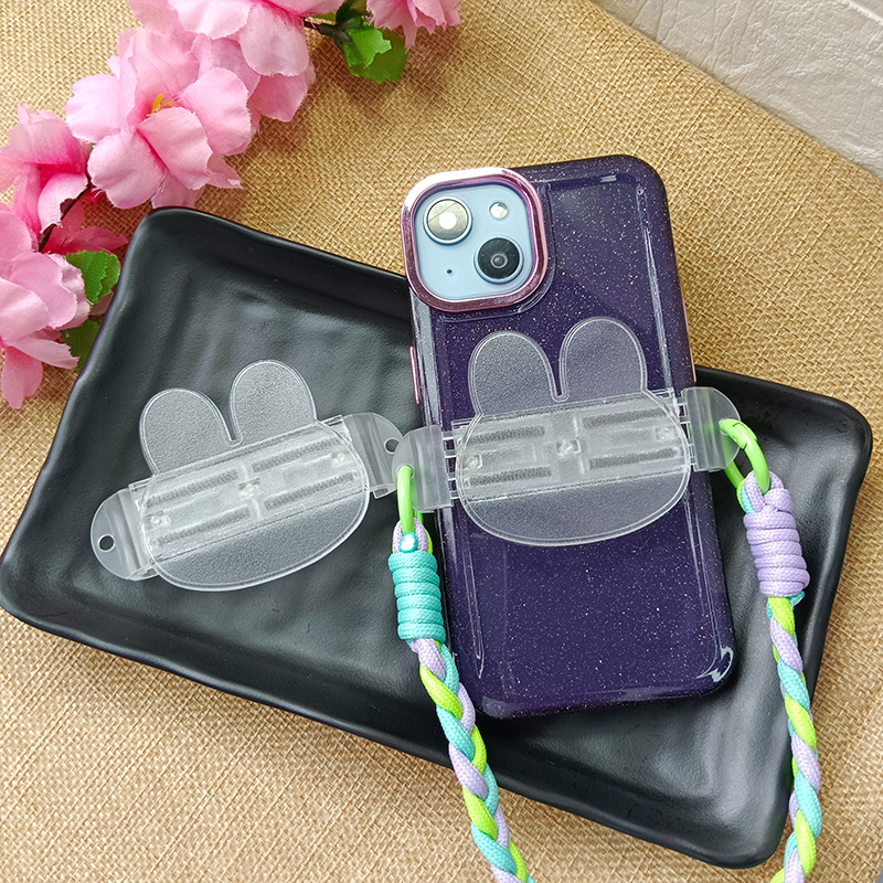 Mobile phone back clip DIY groove material clip transparent material rabbit head back clip cute rabbit mobile phone accessories