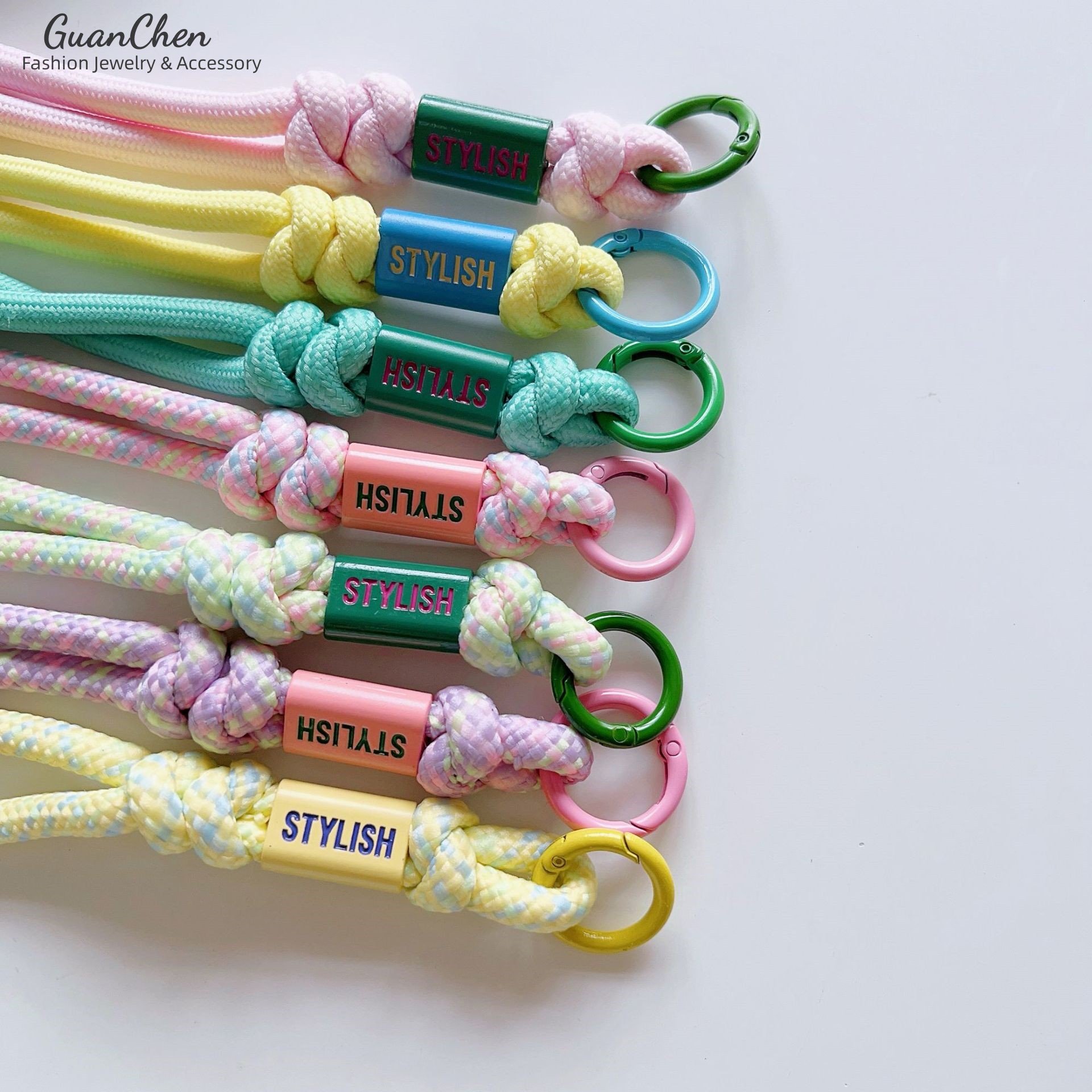 colored braided rope strap Keychain pendant Car Keychain Backpack diy phone case rope Hand-woven rope