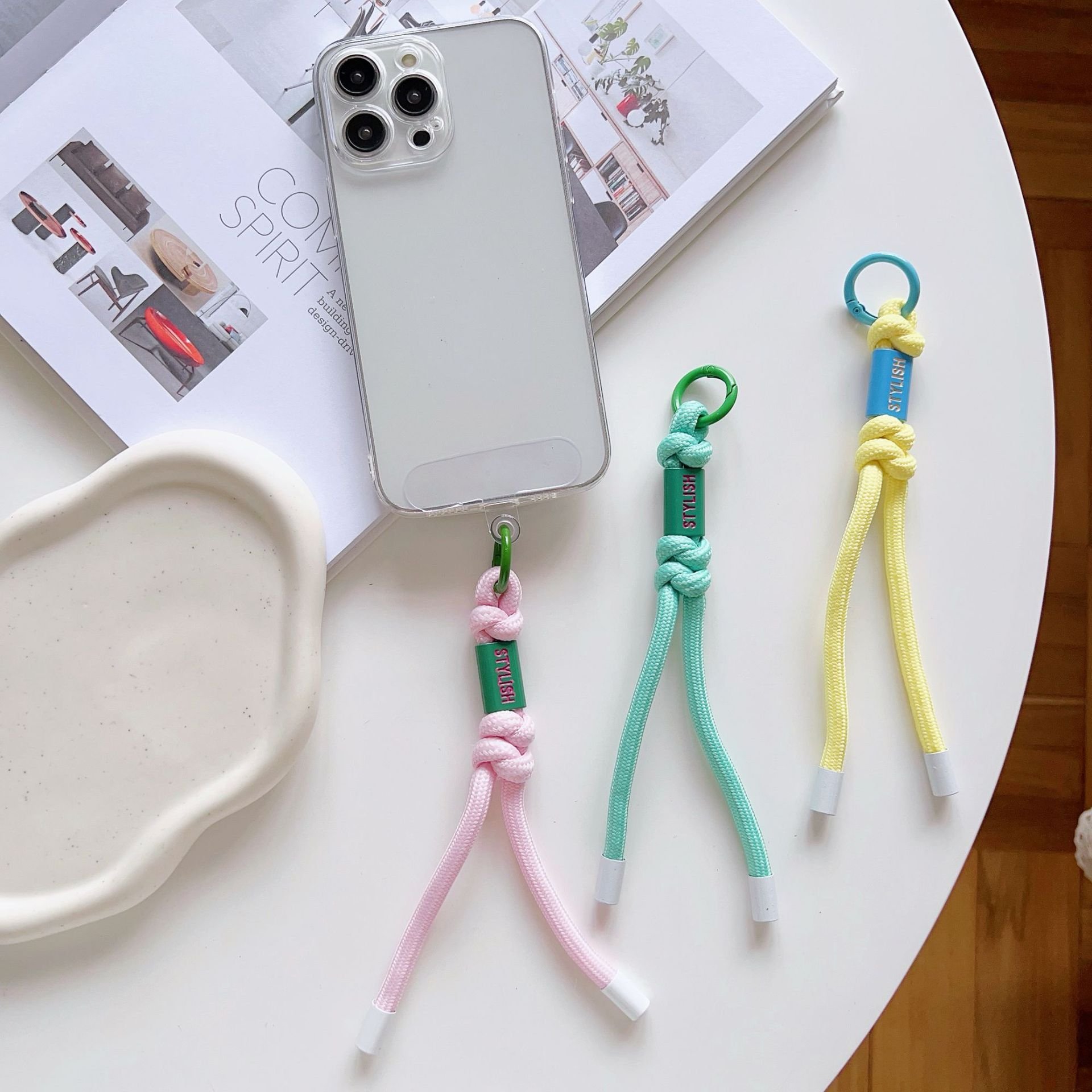 colored braided rope strap Keychain pendant Car Keychain Backpack diy phone case rope Hand-woven rope