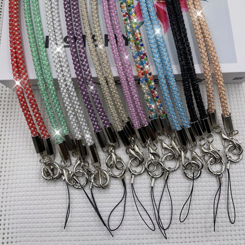 Crossbody Full Diamond Mobile Phone Lanyard Colorful Luxury Long Neck Sparkling Diamond Hanging Cord anti drop rope chain