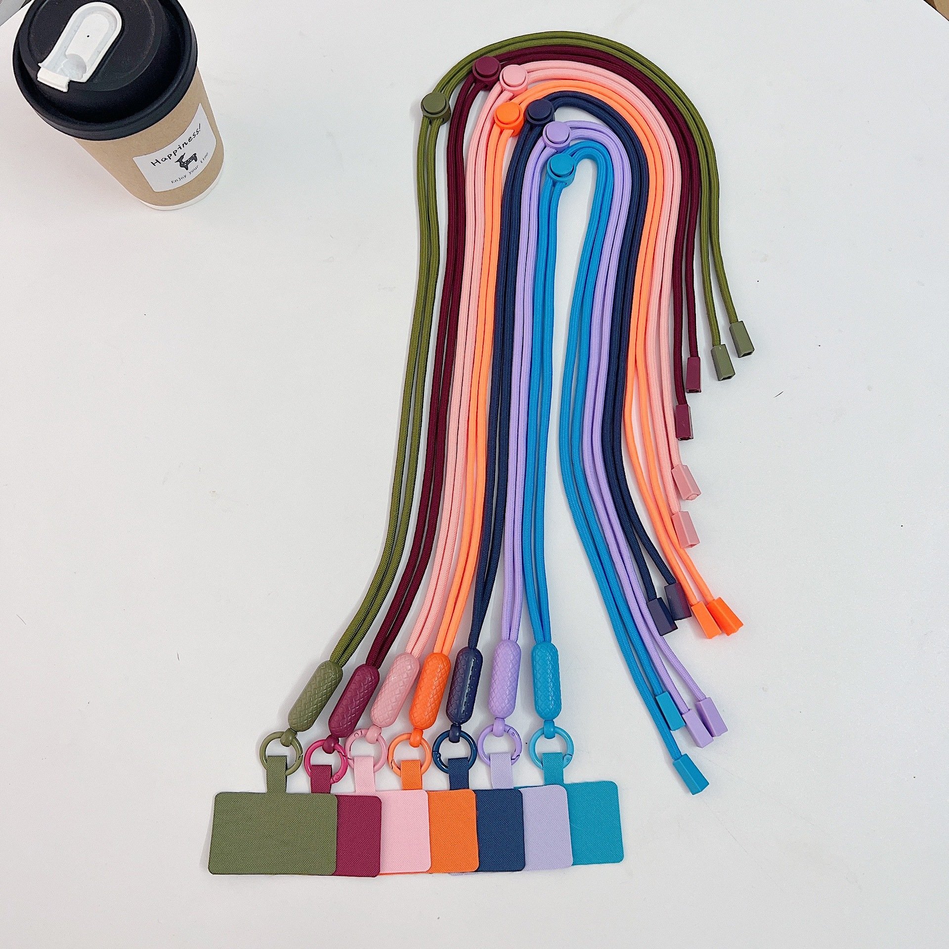 150cm Adjustable Nylon Phone Lanyard Multi Color Crossbody Strap Neck Strap Anti Lost Universal Phone Holder Lanyard with Patch