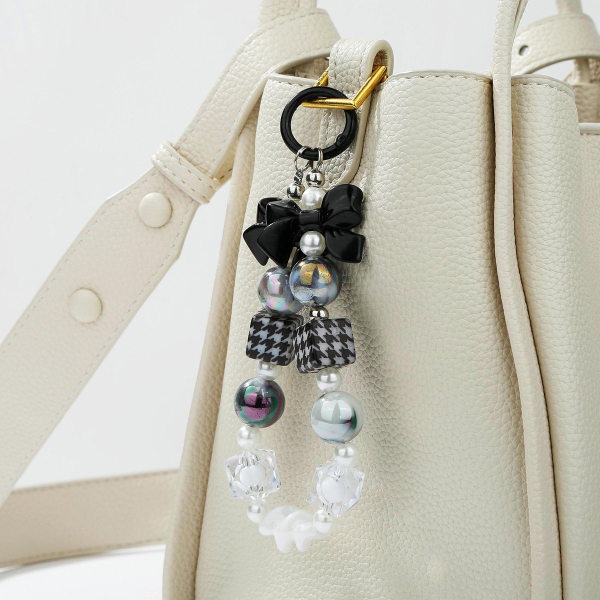 Diy Fashion Double Bowknot Hand-Held Bead Chain Electroplated Beaded Hanging Pendant Bag Accessories For Women Girl