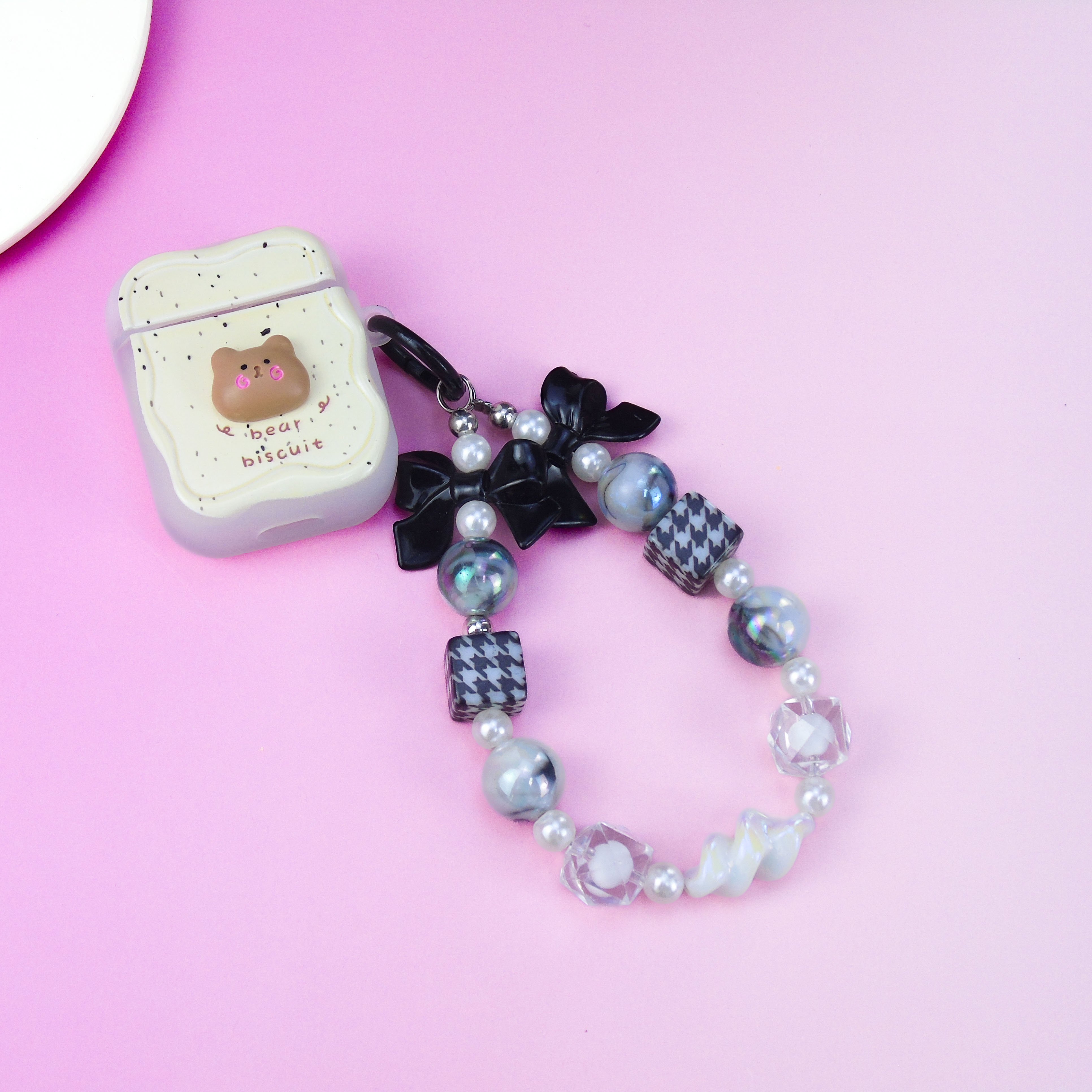 Diy Fashion Double Bowknot Hand-Held Bead Chain Electroplated Beaded Hanging Pendant Bag Accessories For Women Girl