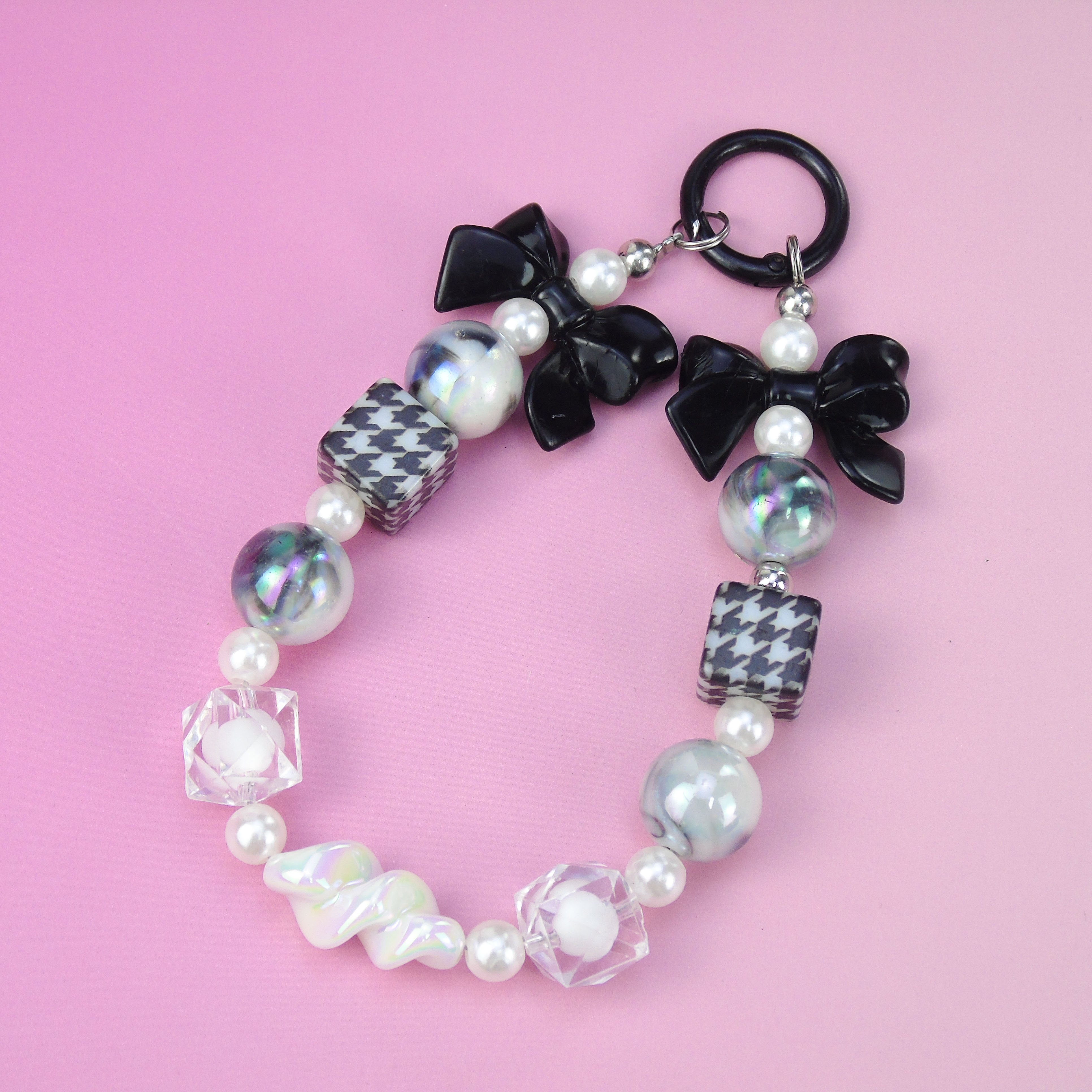 Diy Fashion Double Bowknot Hand-Held Bead Chain Electroplated Beaded Hanging Pendant Bag Accessories For Women Girl