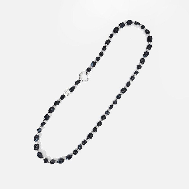 Irregular Black Beaded Smartphone Chain Lanyard Crossbody Hanging Strap Versatile Beads Mobile Phone Charm Strap Set