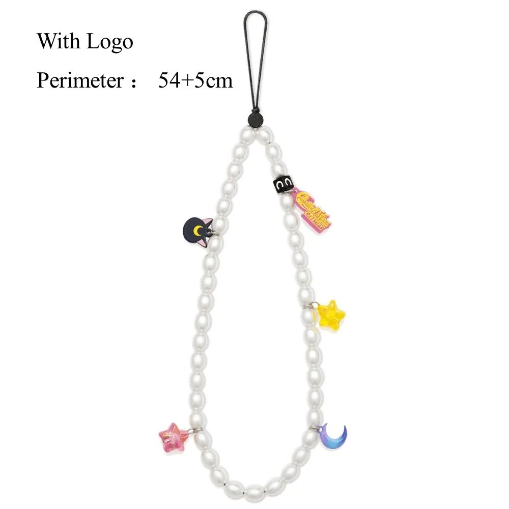 Fashion Sailor Moon Phone Charm Strap Cell Phone Bead Chain for Girls Friend Gift Acrylic Pearl Phone Chain