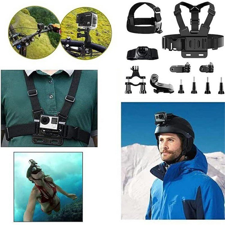 11 in 1 Universal Chest Mount Head Strap Outdoor Kit Set for Action Camera